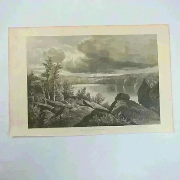 Art Print Lake Mohonk New York Trees Boulders Kruseman Van Elten Antique 1875 - Picture 10 of 12